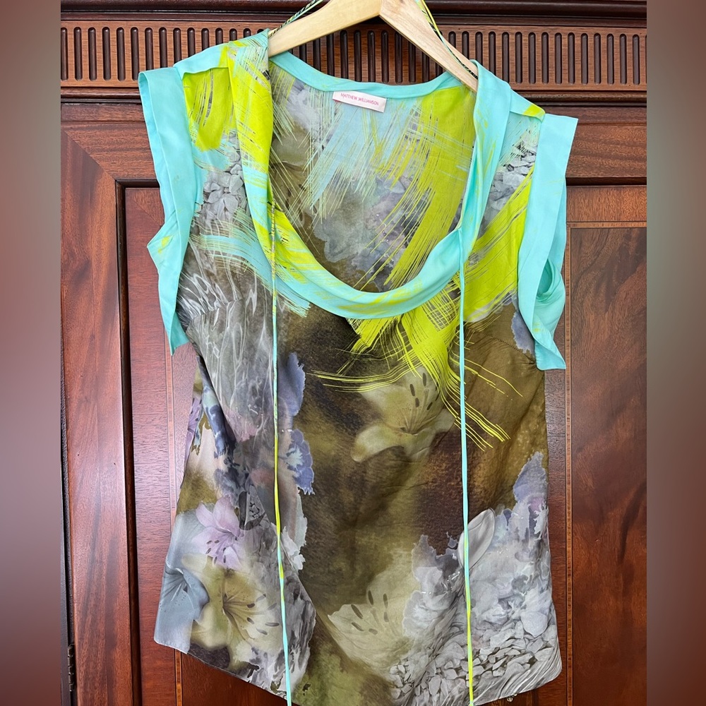 Mathew Williamson watercolor painting print silk top